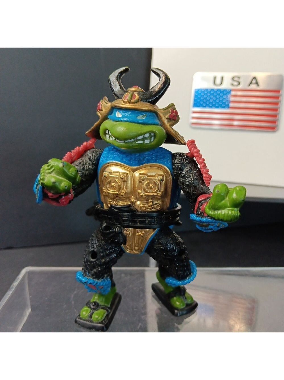 Vintage 1990 TMNT Teenage Mutant Ninja Turtles Figure Leo Samurai Used W/ Belt